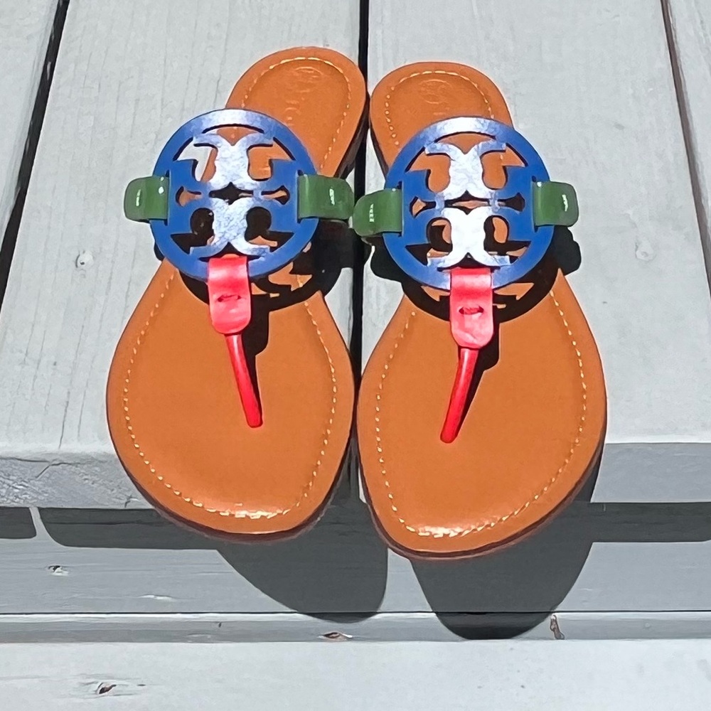 Tory Burch Miller Red/Green/Blue Leather Size 8
